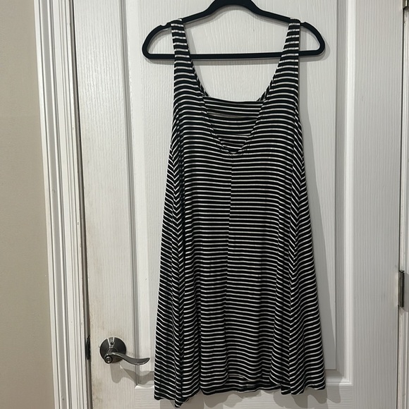 Black and white striped tank  dress sz L - Picture 2 of 5